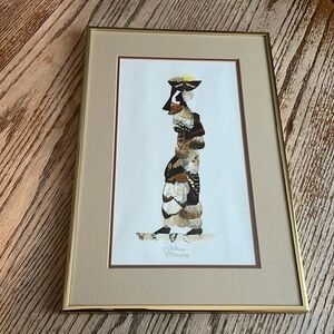 Framed African butterfly wing art masai boho